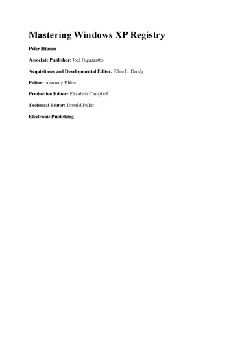 Mastering Windows XP Registry