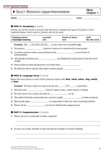 Select Readings Upper-intermediate quizes with answers