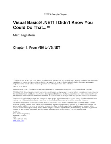 Visual Basic.NET - From VB6 to VB.NET