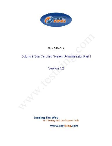 Test King - Solaris 9 Sun Certified System Administrator Part I - 310-014 4 2