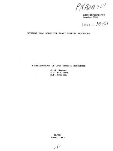 A Bibliography of Crop Genetic Resources