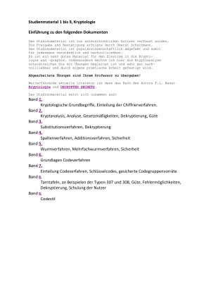 Studienmaterial: Kryptologie. Les 2. Kryptanalysis, Analyse, Gesetzmäßigkeiten, Dekryptierung, Güte