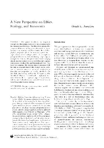 New Perspectives on Environment and Ecology