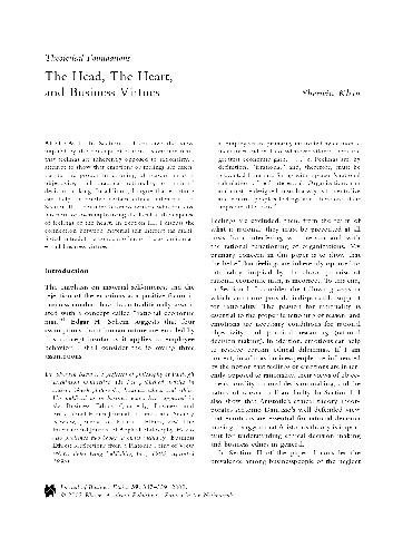 The Head, The Heart, and Business Virtues