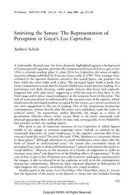 Satirizing the Senses: The Representation of Perception in Goya`s Los Caprichos