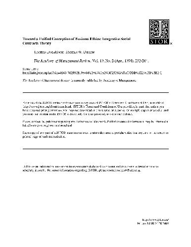 Toward a Unified Conception of Business Ethics