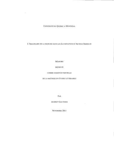 L’imaginaire de la marche dans les Illuminations d’Arthur Rimbaud