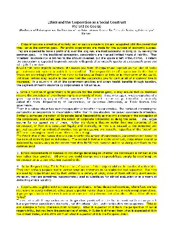 Ethics and the Corporation as a Social Contract