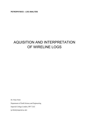 Acquisition and Interpretation of Wireline Logs