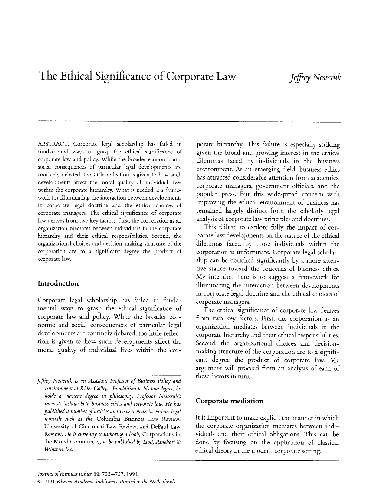 The Ethical Significance of Corp Law