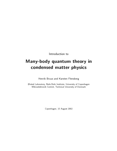 Many-body quantum theory in condensed matter physics