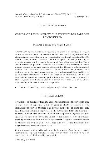 CR - The Stakeholder Paradox