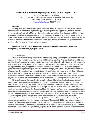 A thermal view on the synergistic effect of fire suppressants