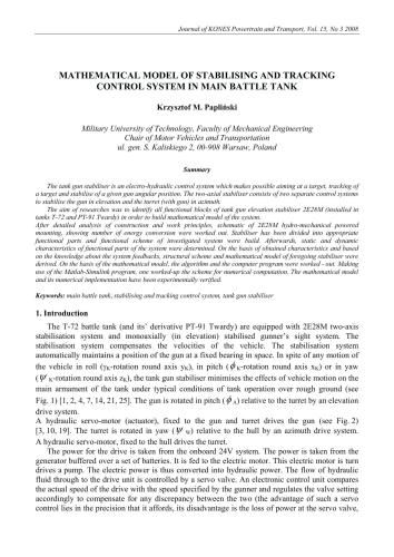 Mathematical model of stabilising and tracking control system in main battle tank