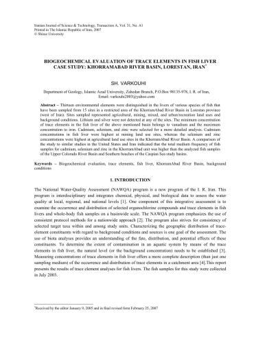 Biogeochemical Evaluation of Trace Elements in Fish Liver Case Study: Khorramabad River Basin, Lorestan, Iran