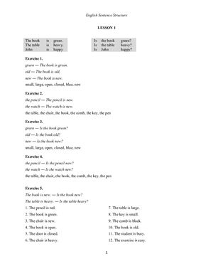 English Sentence Structure (oral drills)