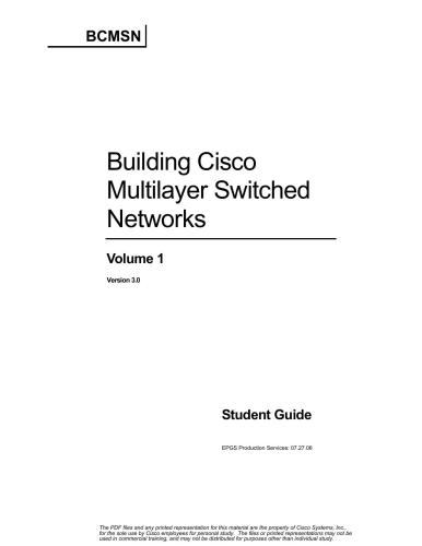 Building Scalable Cisco Internetworks. Volume 1. Student Guide