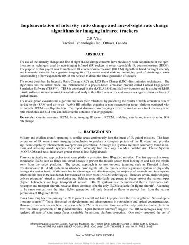 Implementation of intensity ratio change and line-of-sight rate change algorithms for imaging infrared trackers