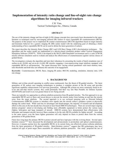 Implementation of intensity ratio change and line-of-sight rate change algorithms for imaging infrared trackers