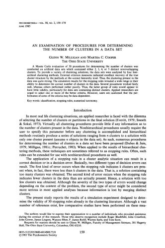 An examination of procedures for determining the number of clusters in a data set