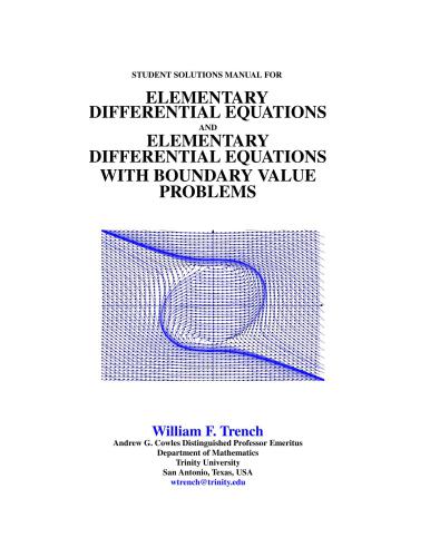 Student Solutions Manual for Elementary Differential Equations and Elementary Differential Equations with Boundary Value Problems