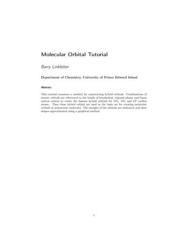 Molecular Orbital Tutorial