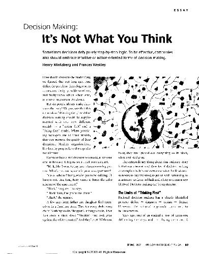 Mintzberg Decision making its not what you think