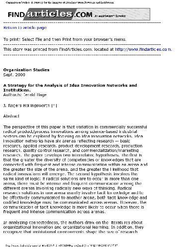 A Strategy for the Analysis of Idea Innovation Networks