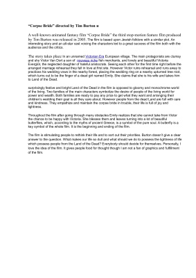 Рецензия на анимационный фильм Corpse Bride