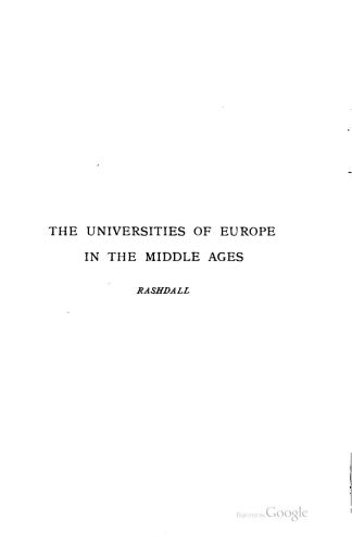 The Universities of Europe in the Middle Ages