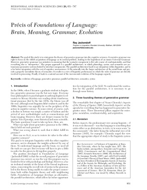 Précis of Foundations of Language: Brain, Meaning, Grammar, Evolution