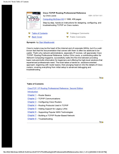 Cisco TCP-IP routing professional reference