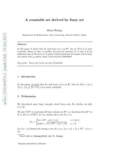 A countable set derived by fuzzy set