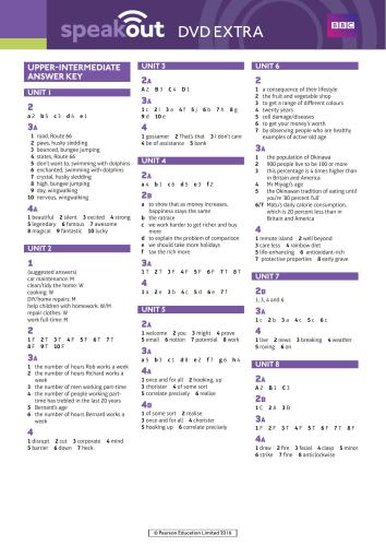 Speakout Upper Intermediate. BBC DVD Clips Extra. Video and Worksheets. Units 1-3