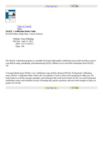 MySQL Certification Study Guide