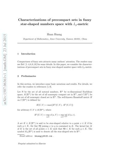 Characterizations of precompact sets in fuzzy star-shaped numbers space with Lp-metric
