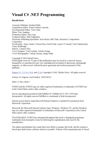 Visual C# .Net programming