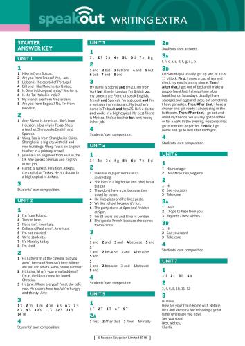 Speakout Starter. Writing Extra with Answer Key