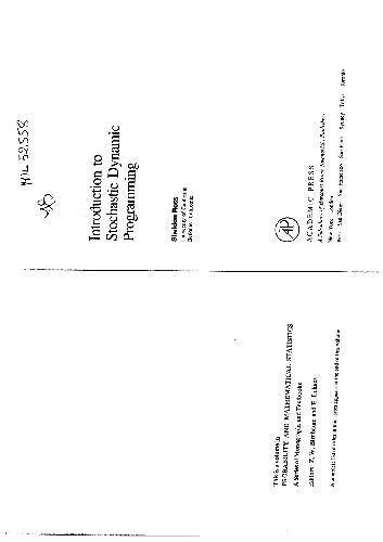 Introduction to Stochastic Dynamic Programming (Probability and Mathematical Statistics)