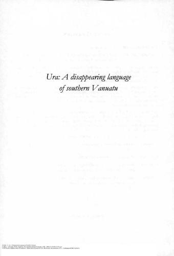 Ura: A disappearing language of southern Vanuatu