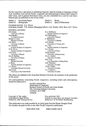 A Grammar of Mangap-Mbula: An Austronesian Language of Papua New Guinea