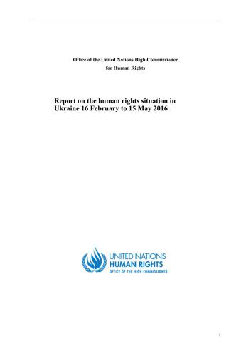 Report on the human rights situation in Ukraine 16 February to 15 May 2016