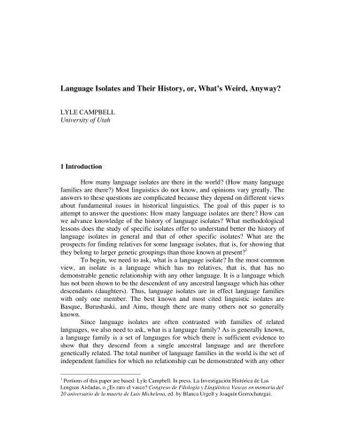 Language Isolates and Their History, or, What’s Weird, Anyway?