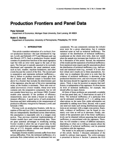 Production Frontiers and Panel Data
