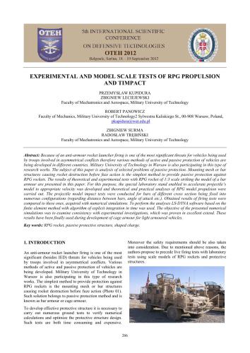 Experimental and model scale tests of RPG propulsion and TIMPACT