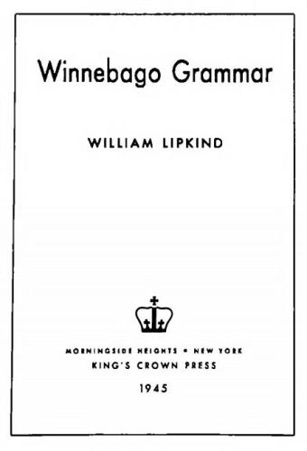 Winnebago Grammar