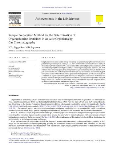 Sample preparation method for the determination of organochlorine pesticides in aquatic organisms by gas chromatography
