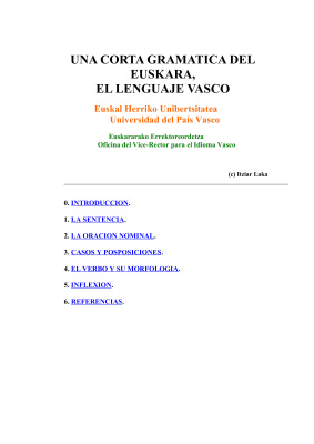 Una corta gramática del euskara, el lenguaje vasco