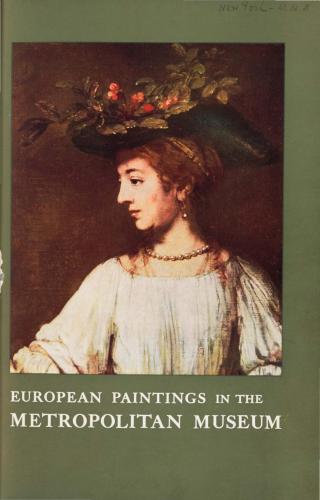 A Concise Catalogue of the European Paintings in the Metropolitan Museum of Art