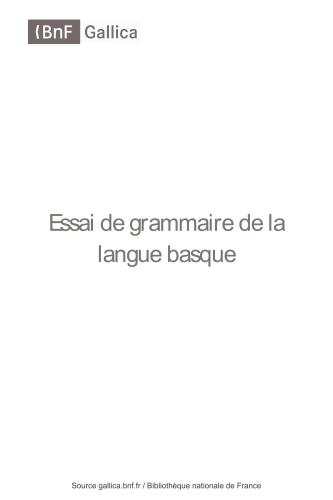 Essai de Grammaire de la langue basque
